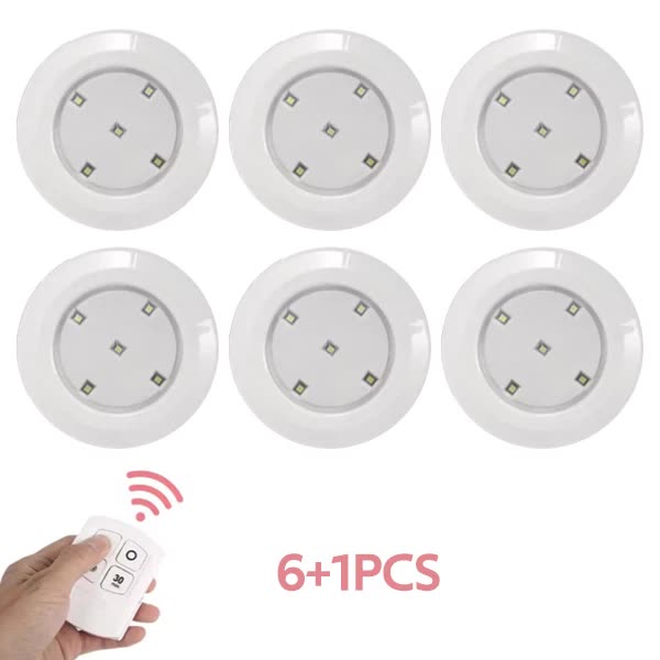6 LED Light Set with Remote - Warm White for Cabinets & Displays